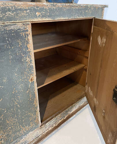 19th Century Italian Rustic Buffet with Original Grey Green Paint