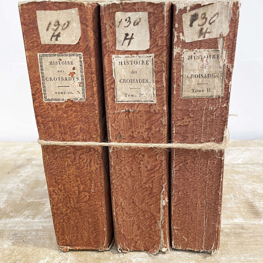 Bundle of 3 19th c French Pink Books