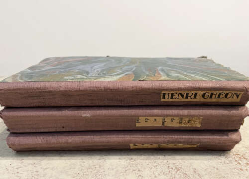 3 marblized small Blue French Books