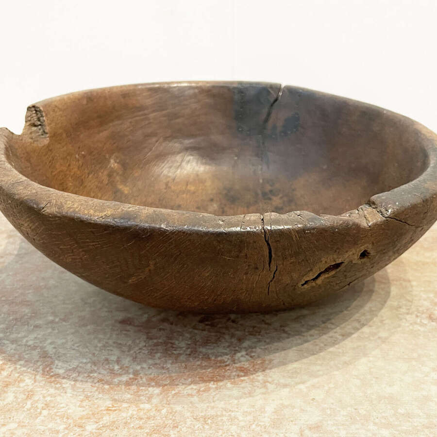 Well Worn French 19th Century Wooden Bowl