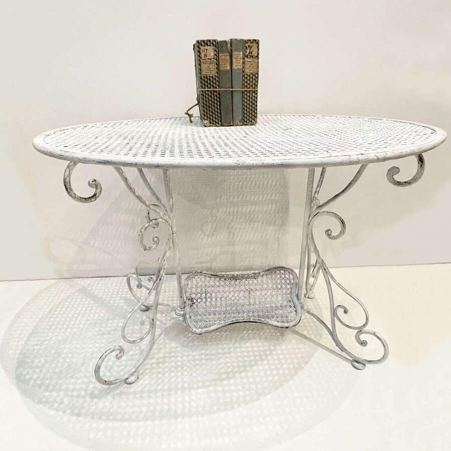 19th Century French Oval White Iron Garden Table - circa 1890