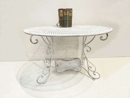 19th Century French Oval White Iron Garden Table - circa 1890