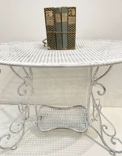 19th Century French Oval White Iron Garden Table - circa 1890