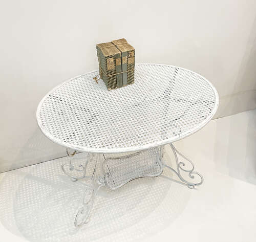 19th Century French Oval White Iron Garden Table - circa 1890