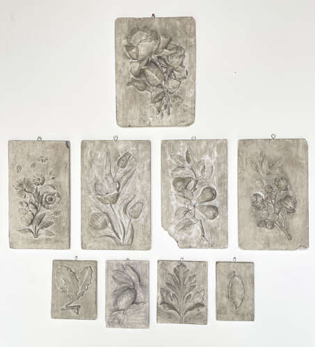 Set of 9 18th c Botanical Plaster Bas-Reliefs - Circa 1780