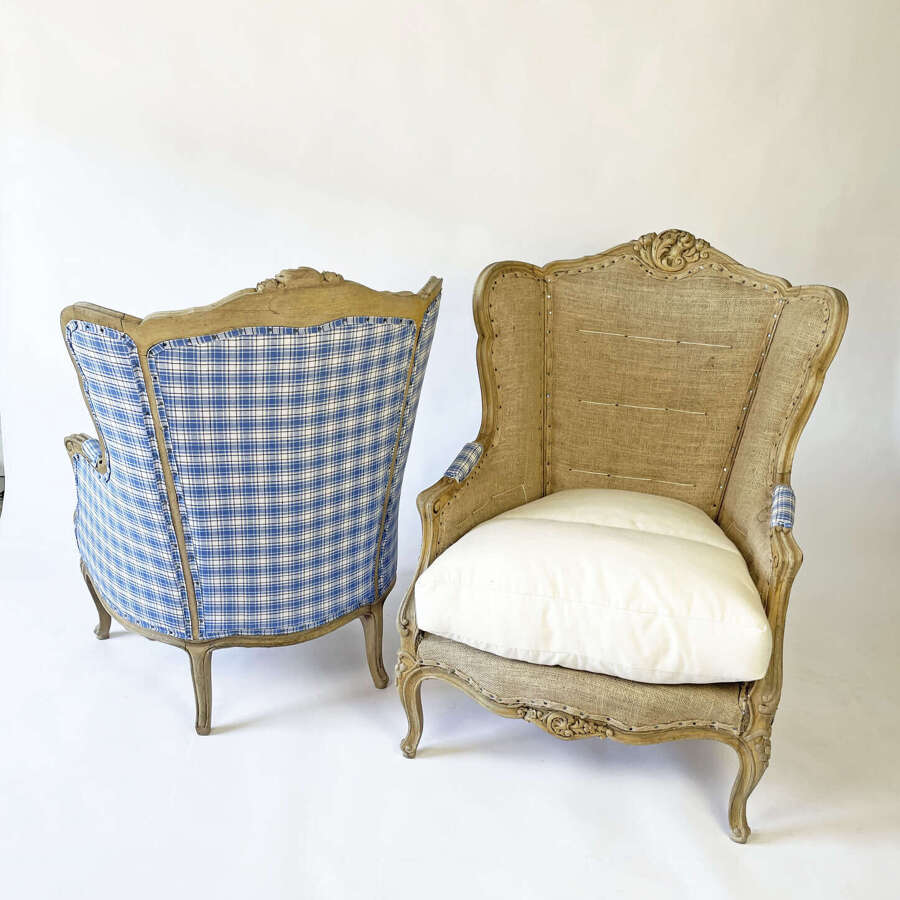 Pair 19th C French 'Bergeres' Armchairs in the Deconstructed Style