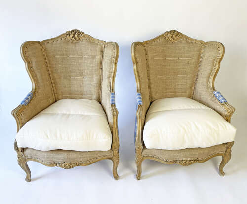 Pair 19th C French 'Bergeres' Armchairs in the Deconstructed Style