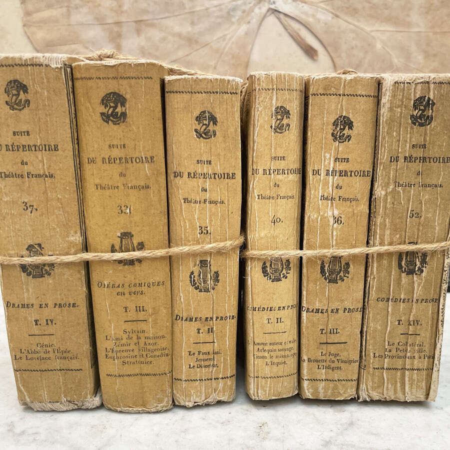 2 Bundles 19th c Yellow French Books - printed 1822