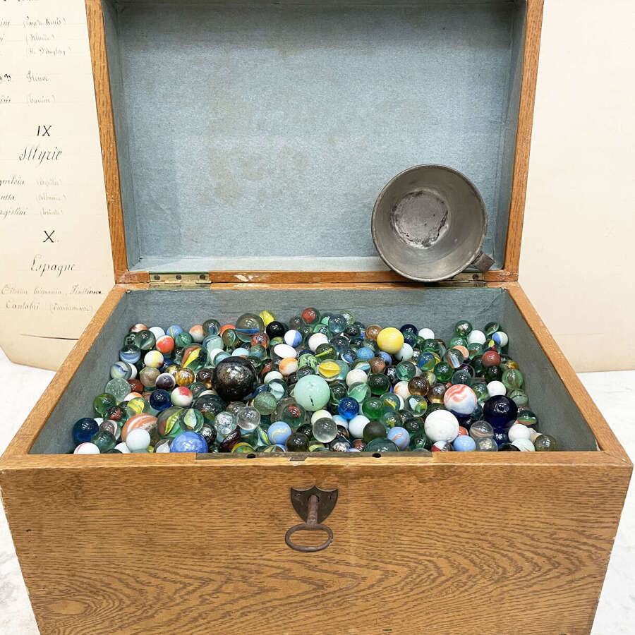 19th c French Box of Marbles - circa 1880