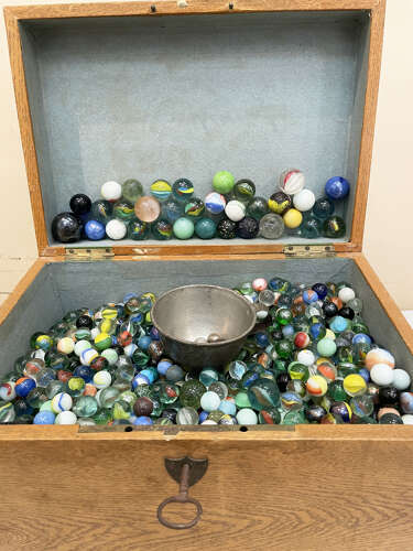 19th c French Box of Marbles - circa 1880