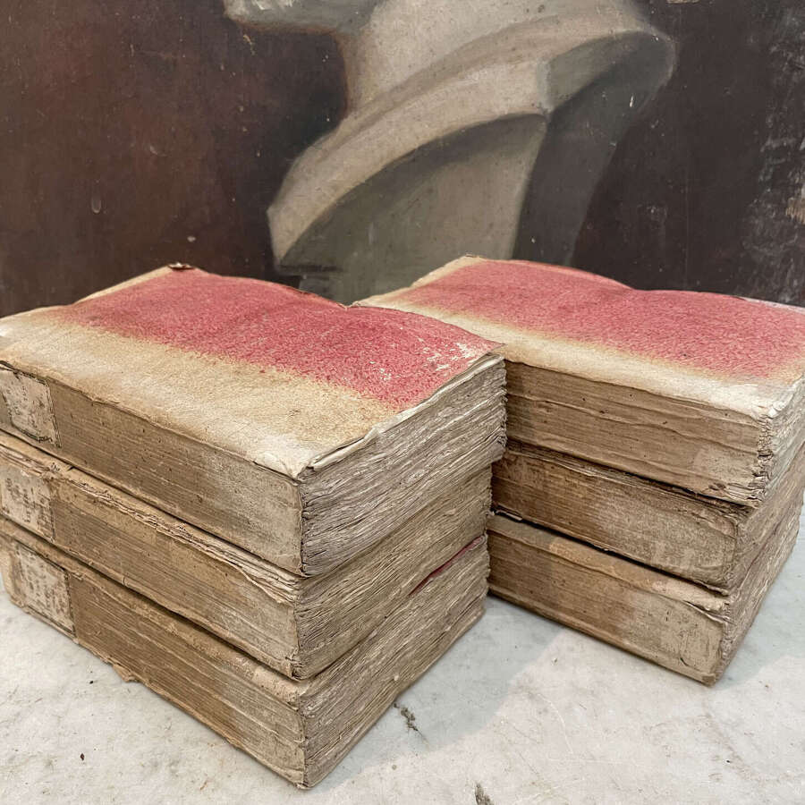Set of 6 French 19th c Pink Books - circa 1815