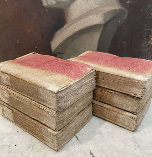 Set of 6 French 19th c Pink Books - circa 1815
