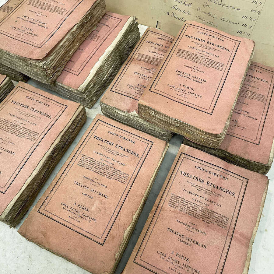 Set of 10 Orange 19th c French Books - 1822