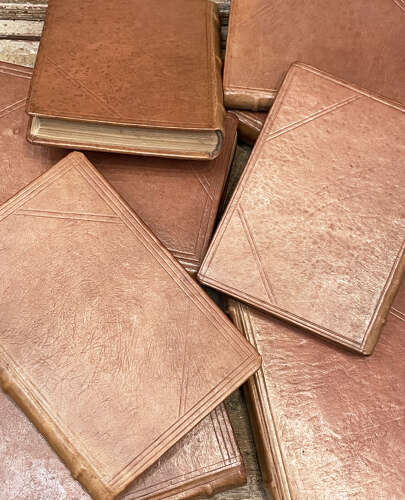 Set 13 Pale Leather bound Books - 1940