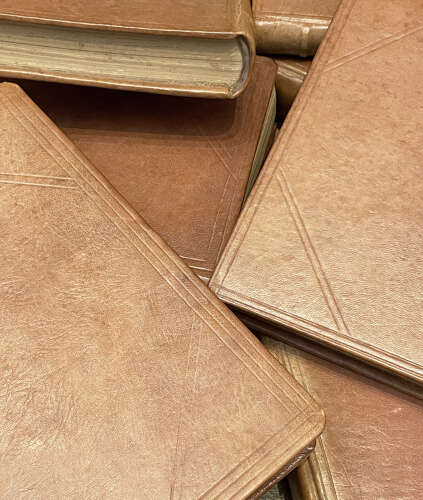 Set 13 Pale Leather bound Books - 1940