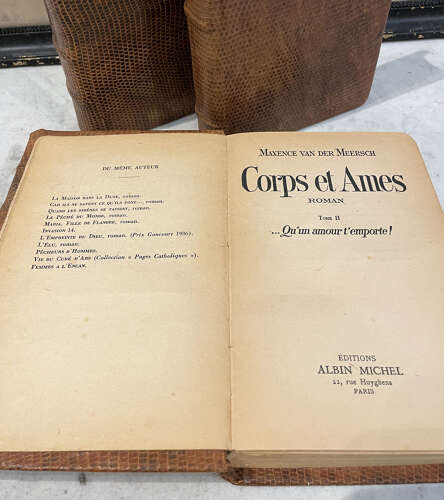 Set 3 French Snake Skin bound Books - c.1940