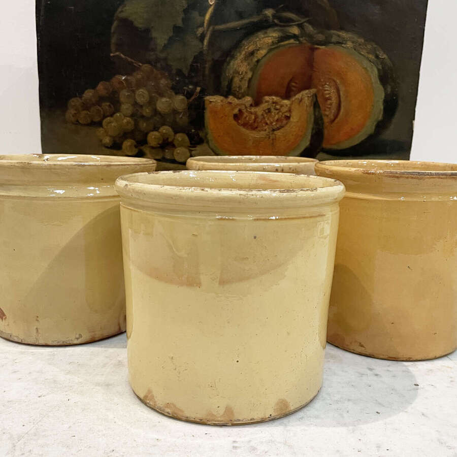 4 Large  French 19th c Yellow Jars - circa 1880