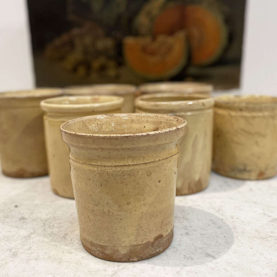 7 Small 19th c French Yellow Jars - c 1880