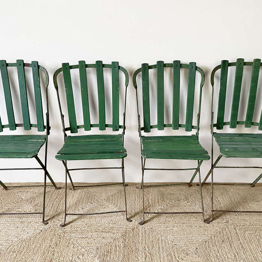 Set of 4 French Folding Chairs - c 1920