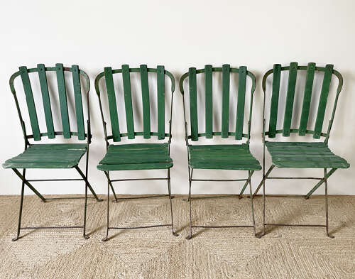 Set of 4 French Folding Chairs - c 1920