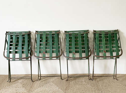 Set of 4 French Folding Chairs - c 1920