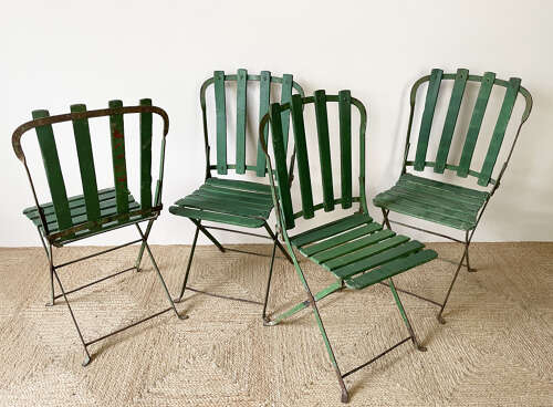 Set of 4 French Folding Chairs - c 1920