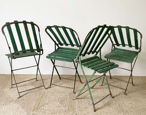 Set of 4 French Folding Chairs - c 1920