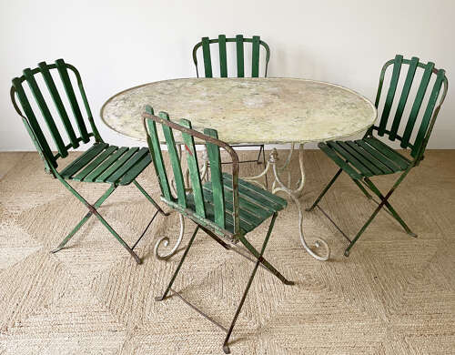 Set of 4 French Folding Chairs - c 1920