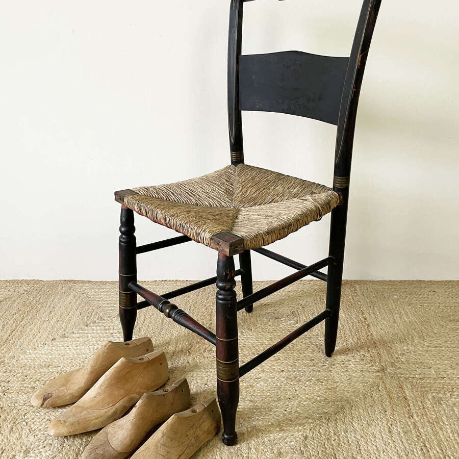 Single Late 19th Century English Chair with Rush Seat