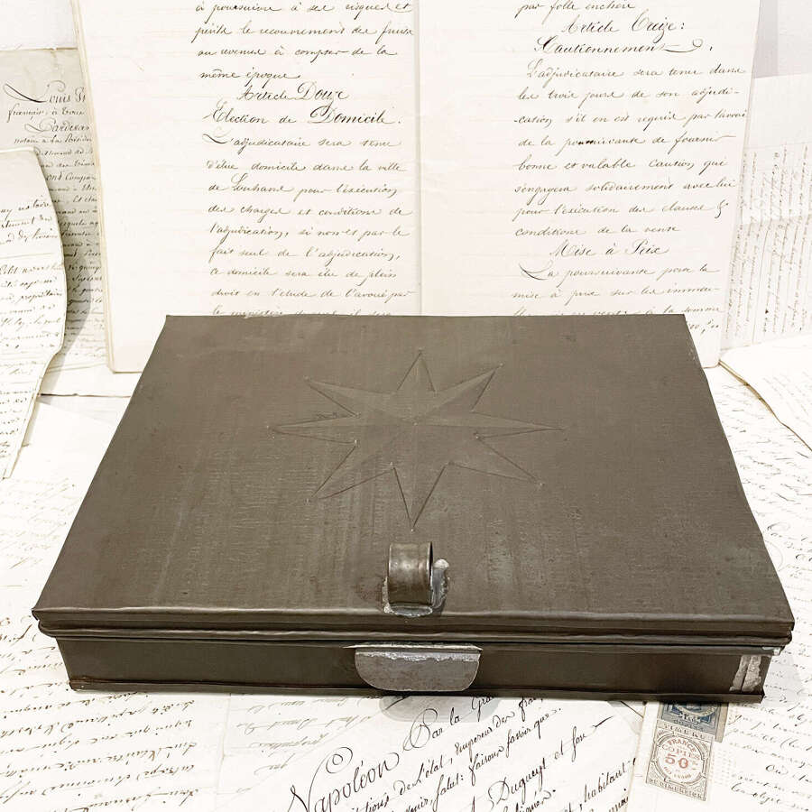 Large French Toleware Box with Star motif - c 1900