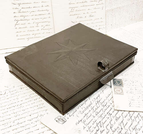 Large French Toleware Box with Star motif - c 1900