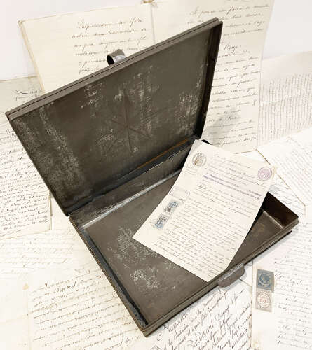 Large French Toleware Box with Star motif - c 1900