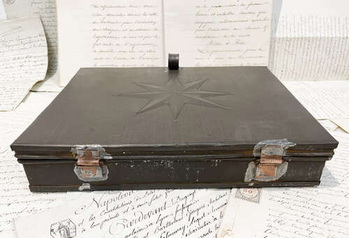 Large French Toleware Box with Star motif - c 1900