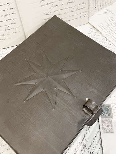 Large French Toleware Box with Star motif - c 1900