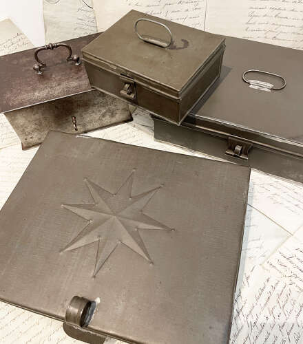 Large French Toleware Box with Star motif - c 1900