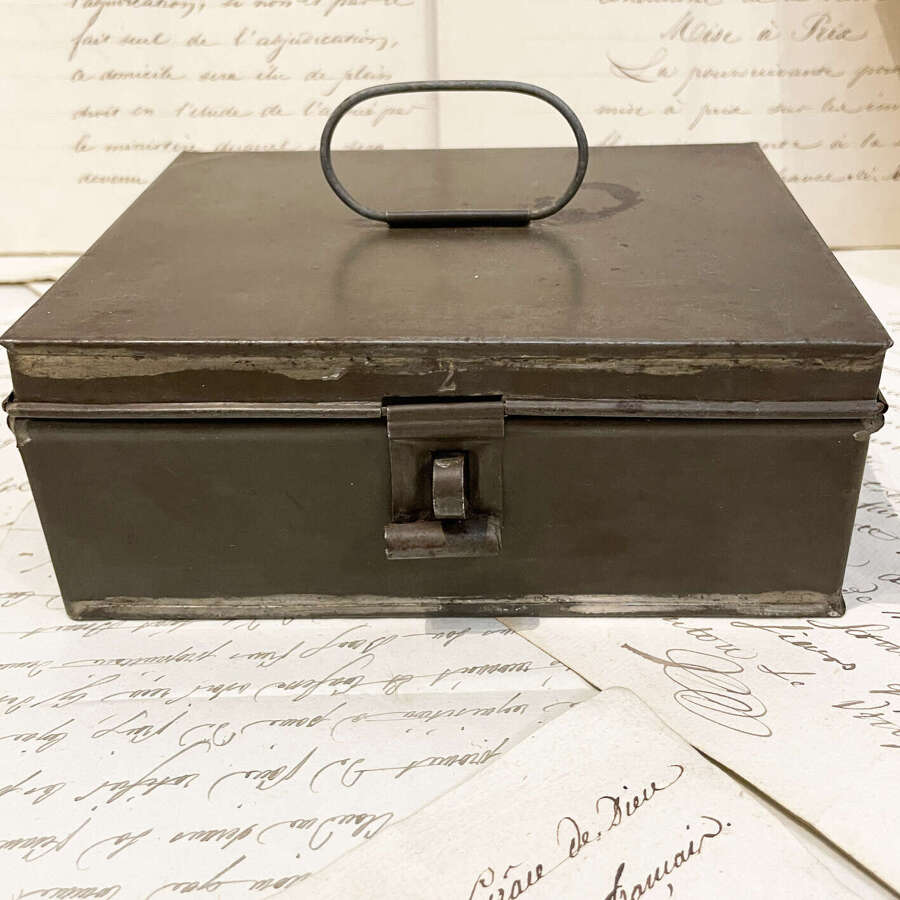 Small 19th Century French Tin or Toleware Box