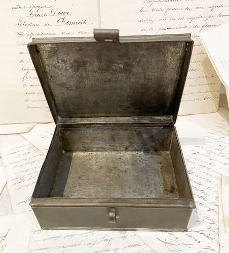 Small 19th Century French Tin or Toleware Box