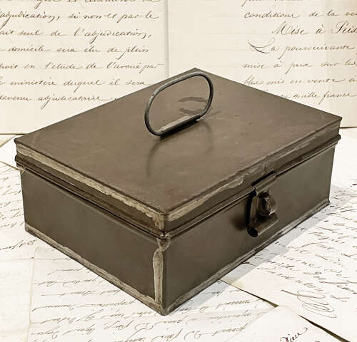 Small 19th Century French Tin or Toleware Box