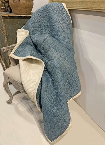 French early 20th c Blue Quilt - c 1910