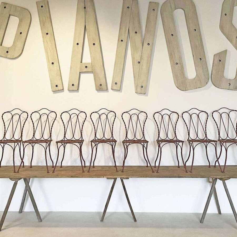 Set of 8 French Iron Garden Chairs