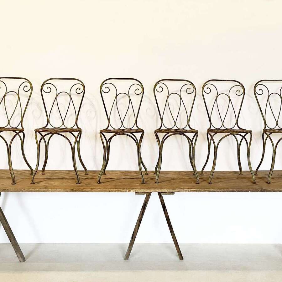 Set of 6 French Iron Garden Chairs