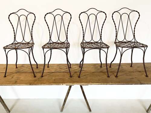 Set 4 French Iron Garden Chairs