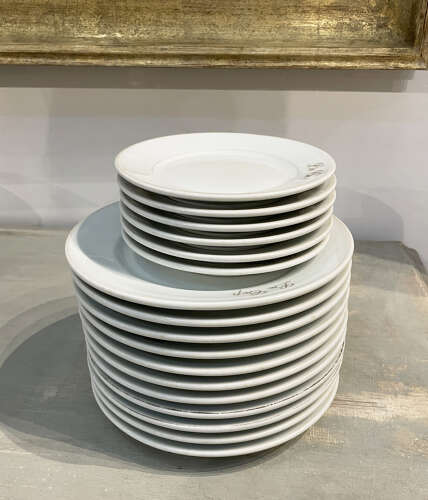 17 Early 20th c French White Restaurant Plates