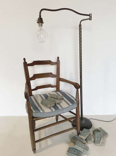 20th Century French Standard Lamp with Brass Stem