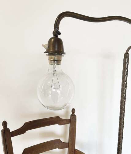 20th Century French Standard Lamp with Brass Stem