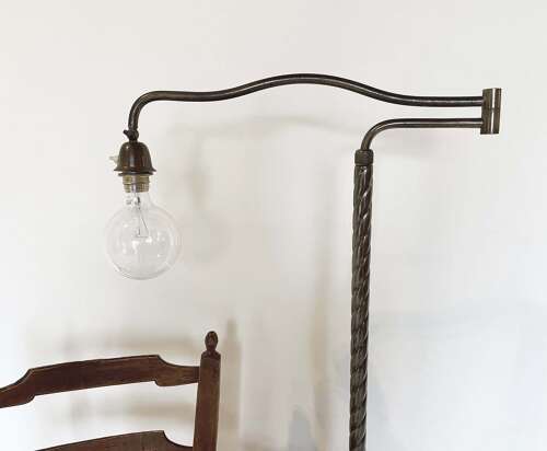 20th Century French Standard Lamp with Brass Stem