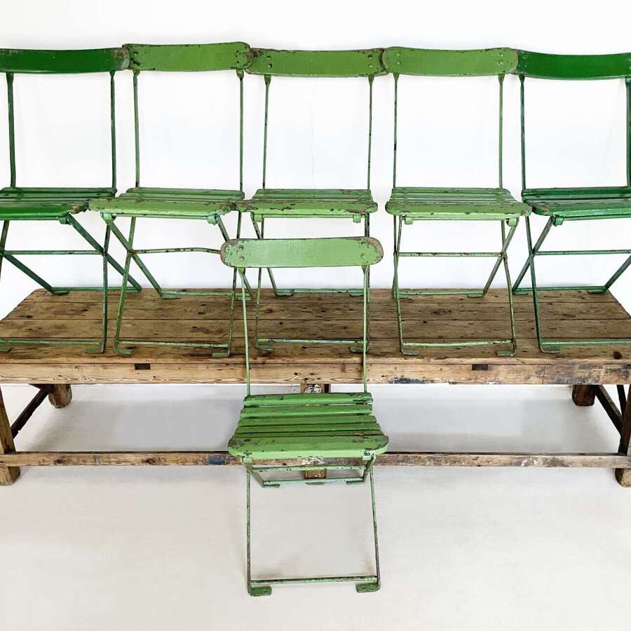 Set of Six Early 20th Century English Folding Garden Chairs