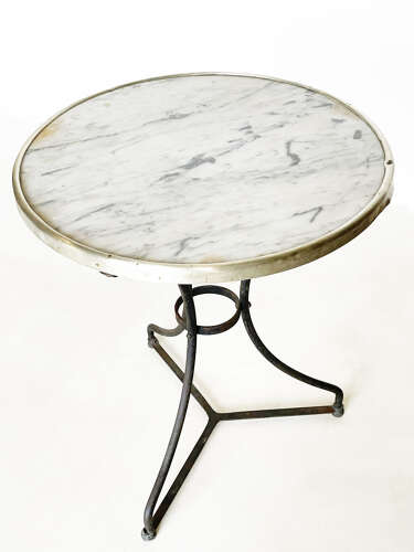 Late 19th Century French Round Cafe Table with Marble Top