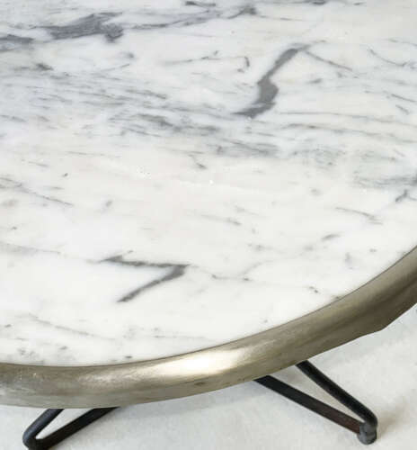 Late 19th Century French Round Cafe Table with Marble Top